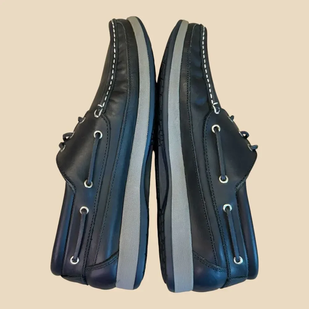Dubarry of Ireland Mens Leather Deck Boat Shoes EU44 US10.5 Atlantic Navy Black